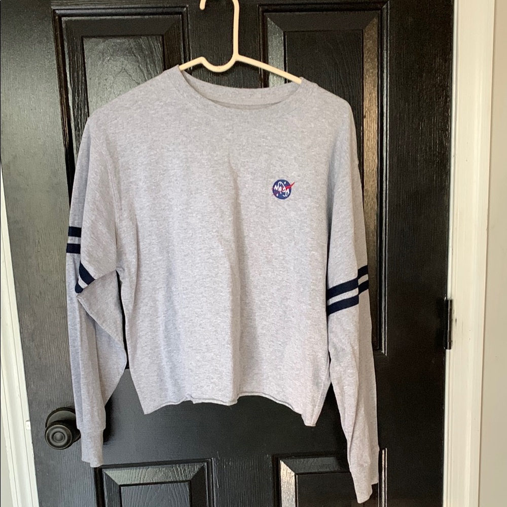 Mighty fine NASA Gray Sweatshirt with Navy Stripes